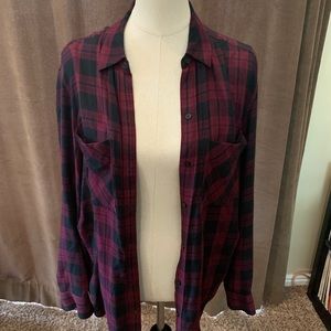 Black and Maroon Plaid Express Button Down